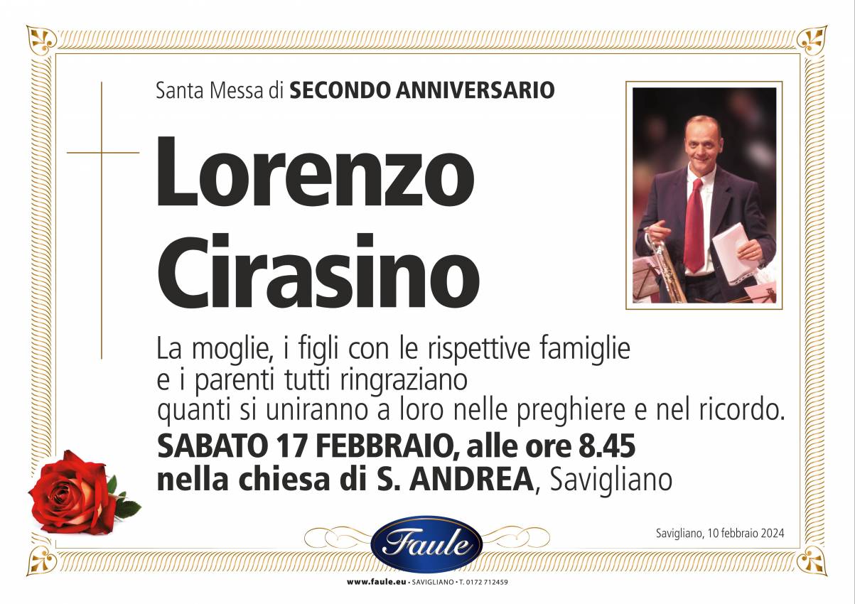 Anniversario Lorenzo Cirasino Onoranze funebri Faule