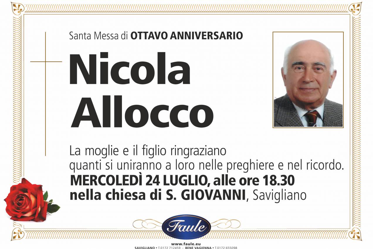 Anniversario Nicola Allocco Onoranze funebri Faule