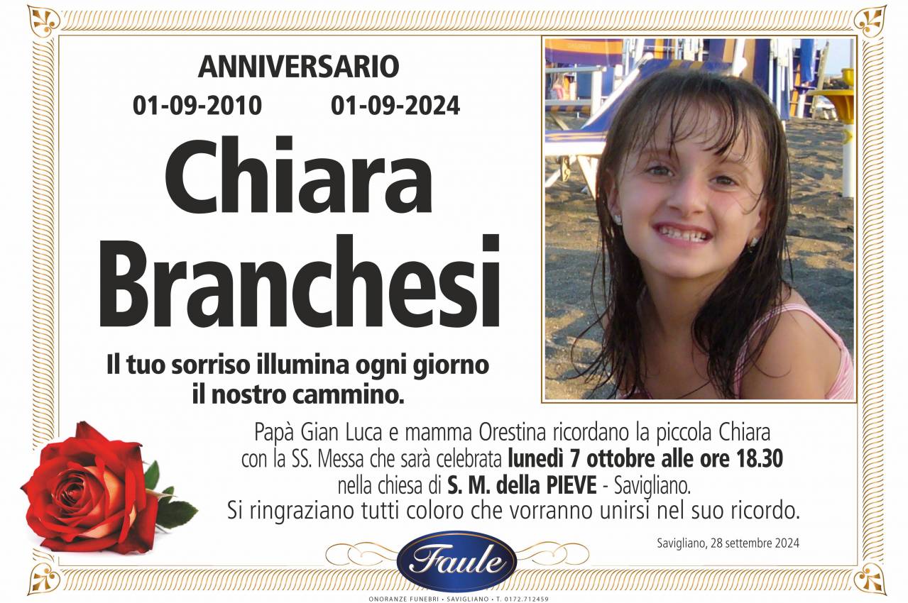 Anniversario Chiara Branchesi Onoranze funebri Faule