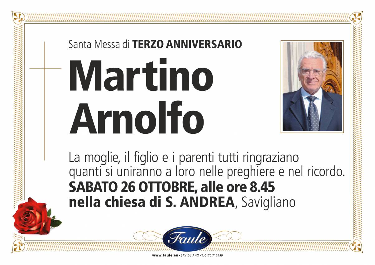 Anniversario Martino Arnolfo Onoranze funebri Faule