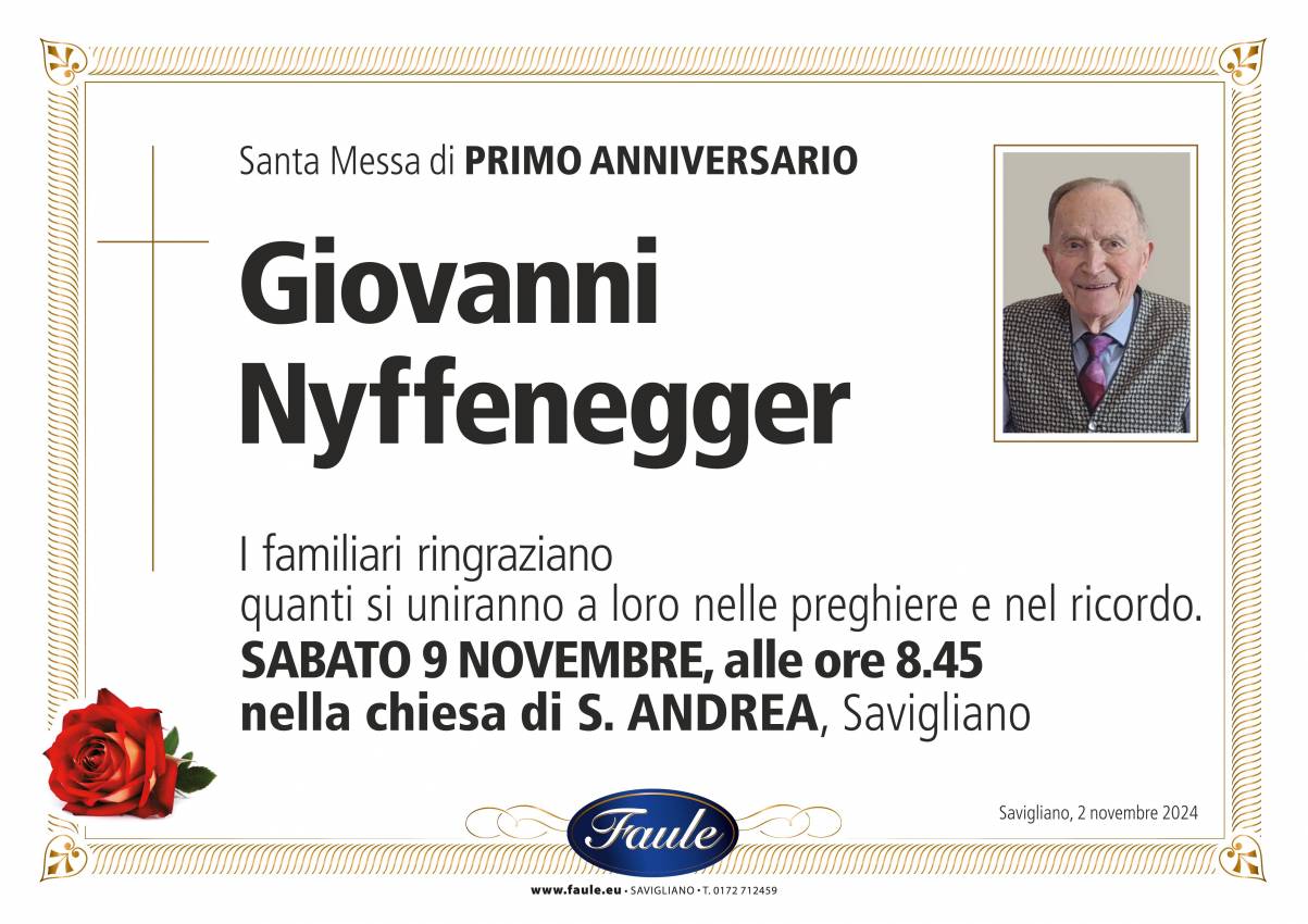 Anniversario Giovanni Nyffenegger Onoranze funebri Faule