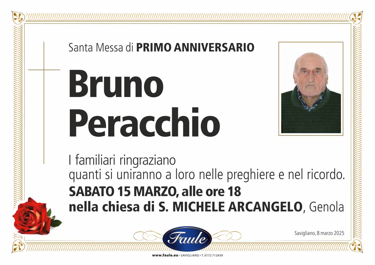 Anniversario Bruno Peracchio Onoranze funebri Faule