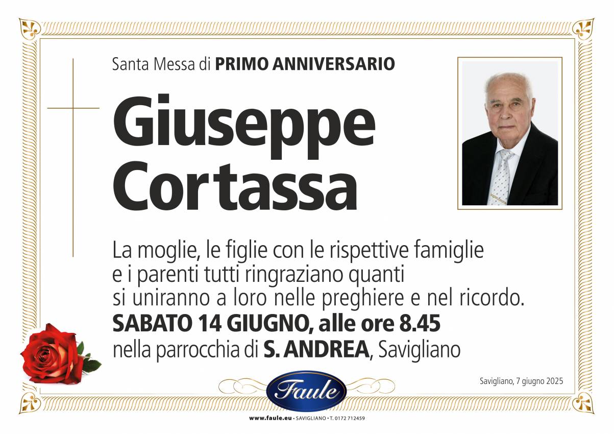 Anniversario Giuseppe Cortassa Onoranze funebri Faule