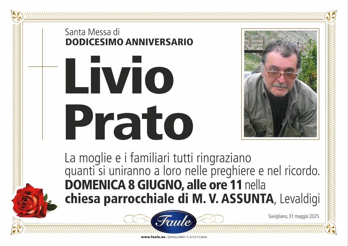 Anniversario Livio Prato Onoranze funebri Faule