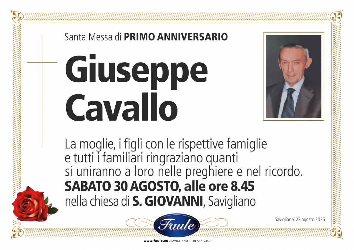Anniversario Giuseppe Cavallo Onoranze funebri Faule