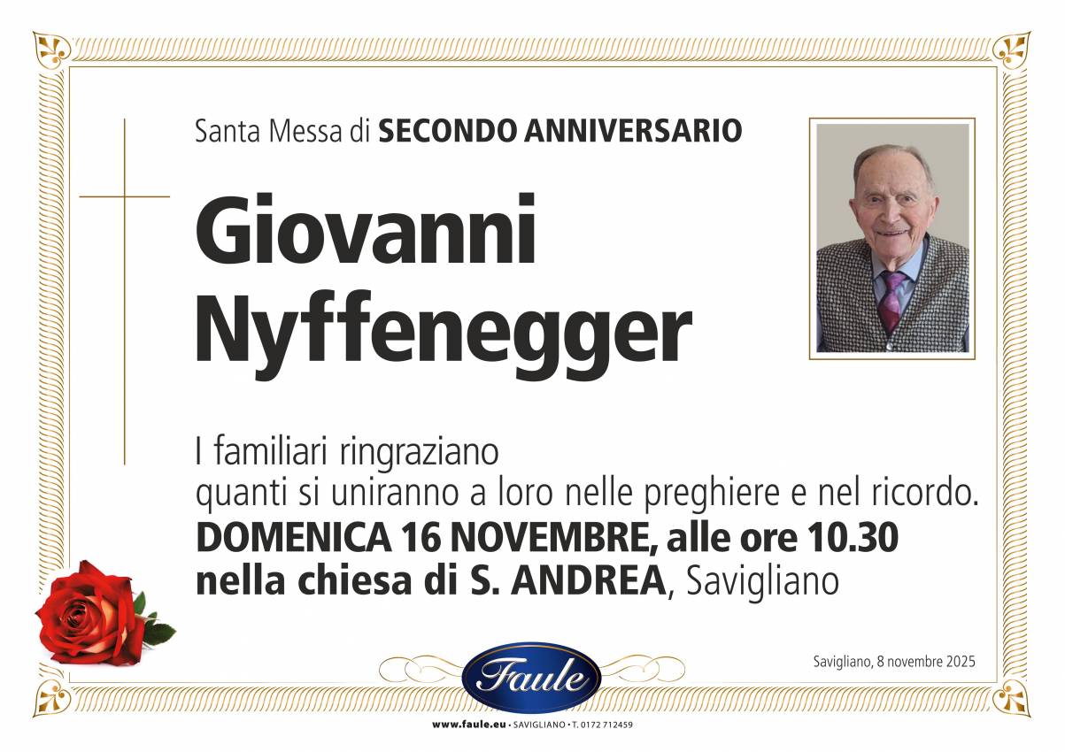 Anniversario Giovanni Nyffenegger Onoranze funebri Faule