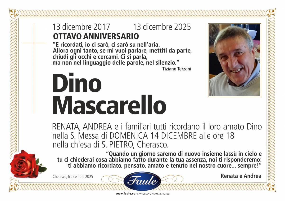 Anniversario Dino Mascarello Onoranze funebri Faule