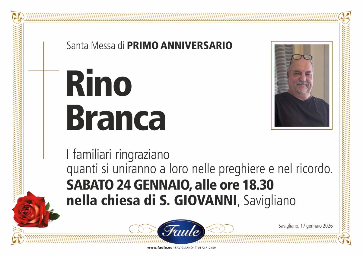 Anniversario Rino Branca Onoranze funebri Faule