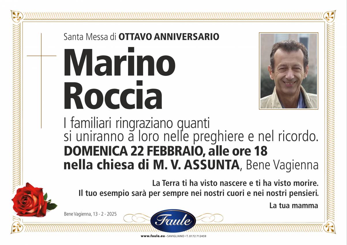 Anniversario Marino Roccia Onoranze funebri Faule