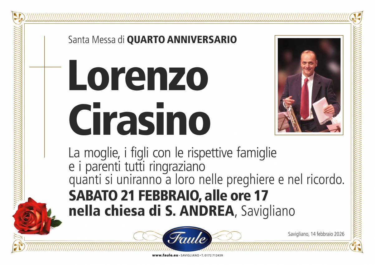 Anniversario Lorenzo Cirasino Onoranze funebri Faule