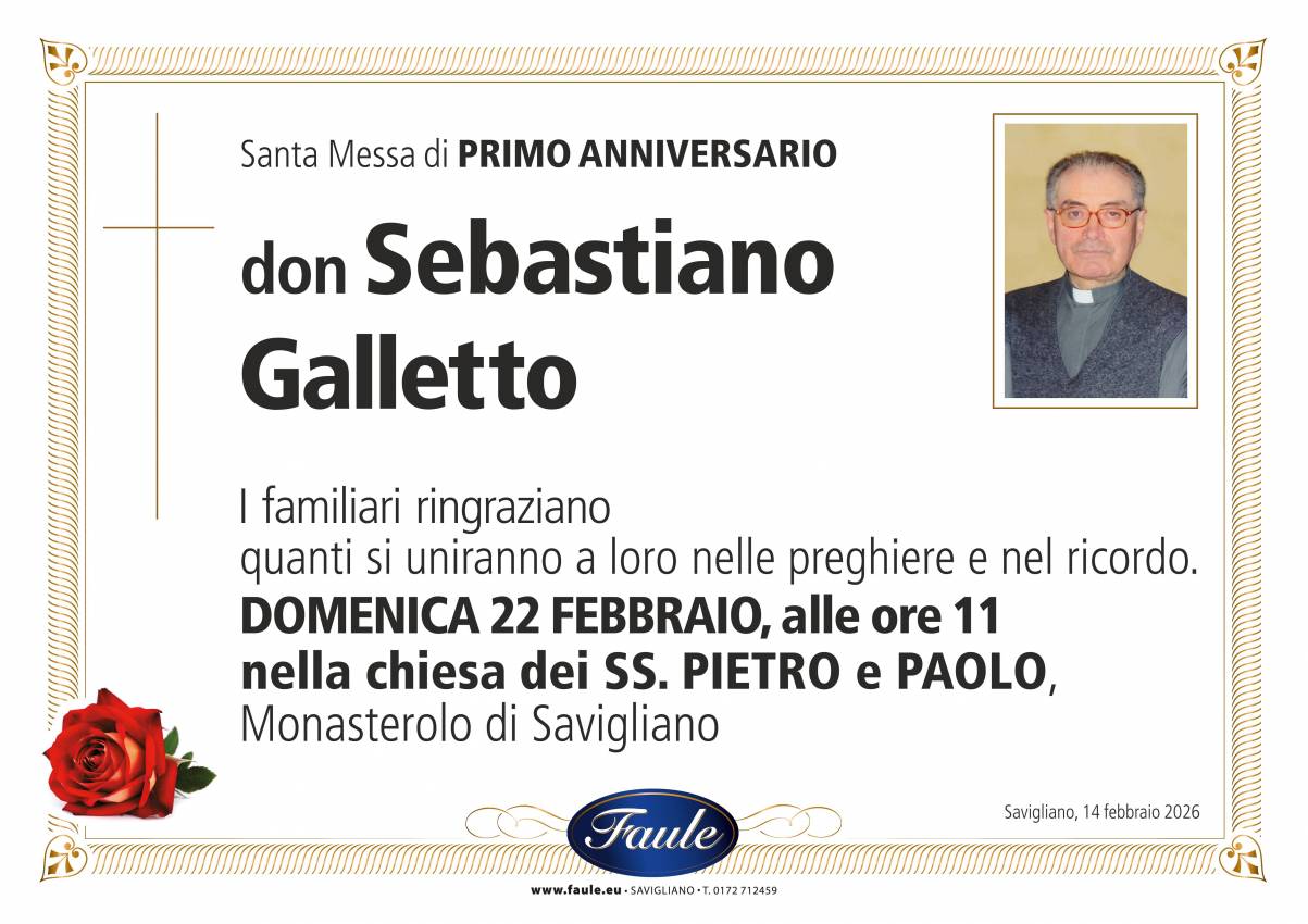 Anniversario don Sebastiano Galletto Onoranze funebri Faule