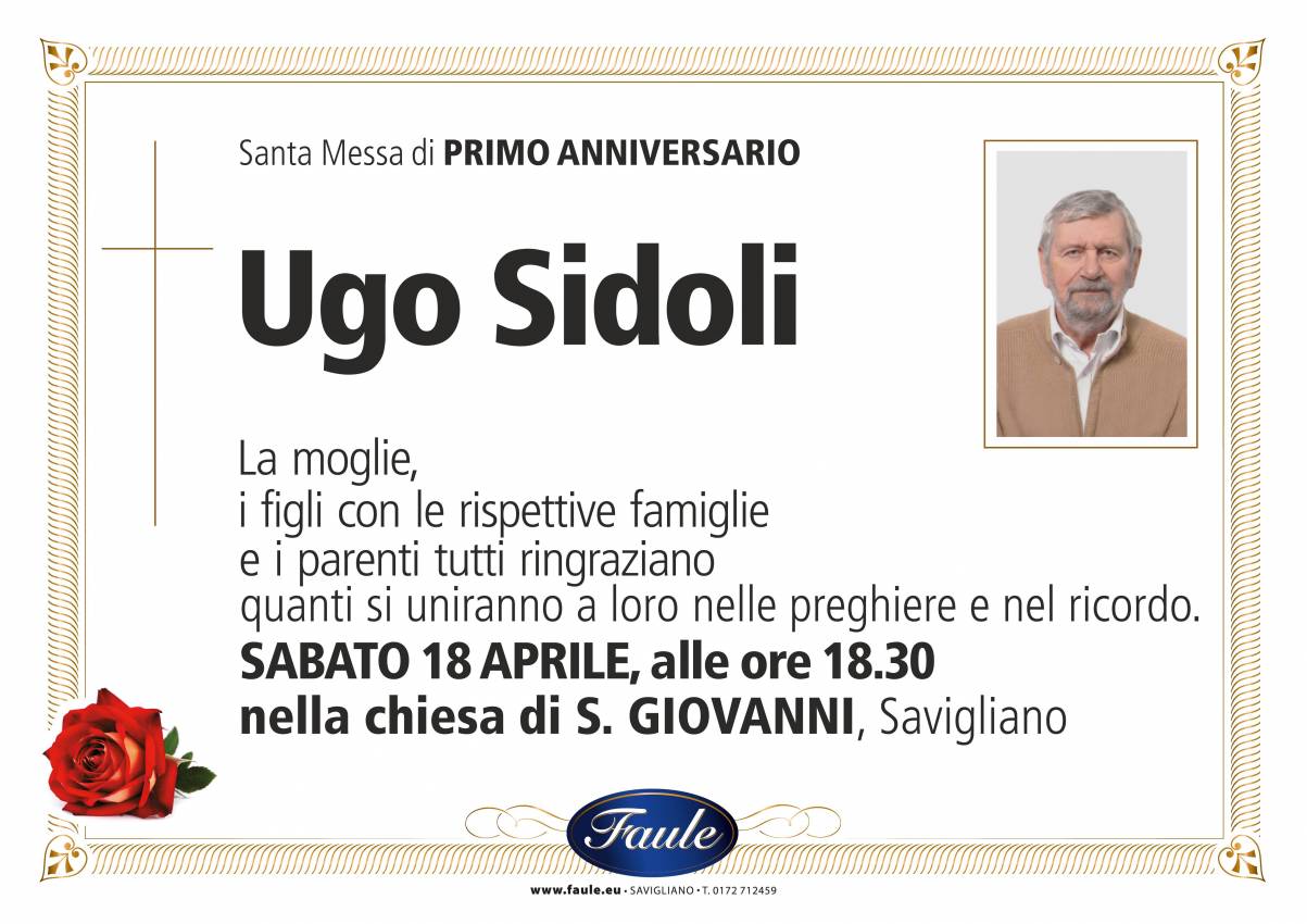 Anniversario Ugo Sidoli Onoranze funebri Faule