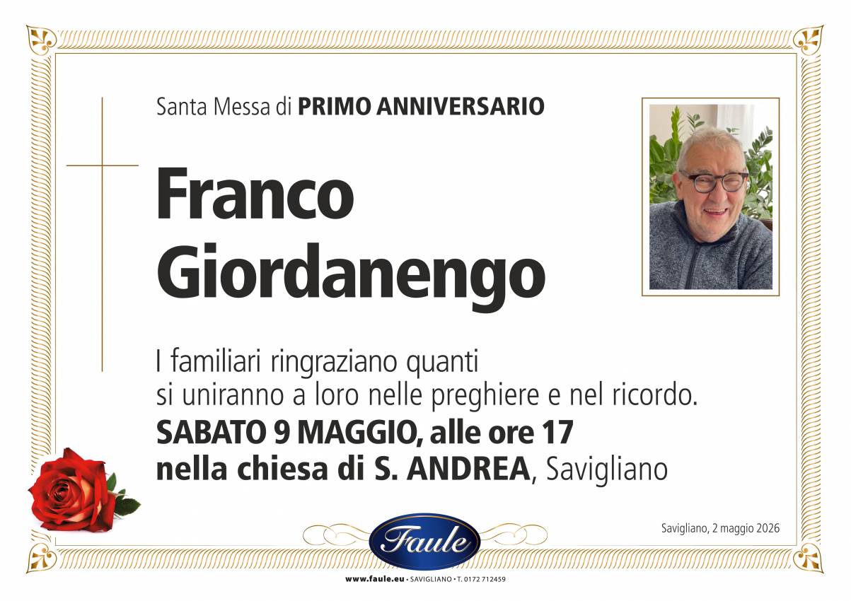 Anniversario Franco Giordanengo Onoranze funebri Faule