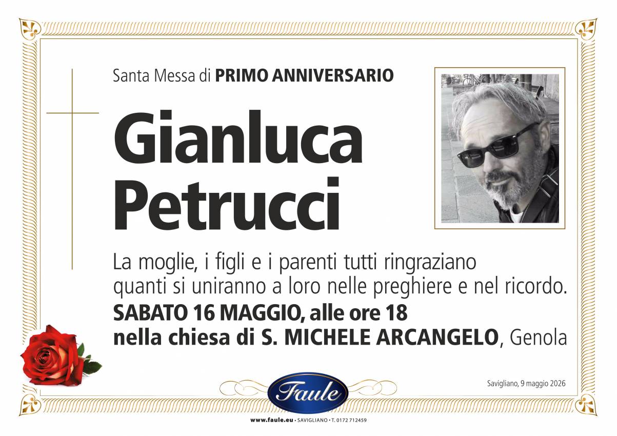 Anniversario Gianluca Petrucci Onoranze funebri Faule