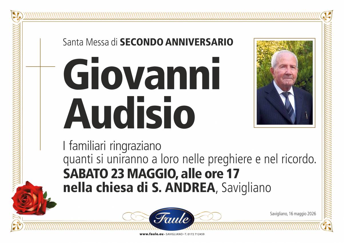Anniversario Giovanni Audisio Onoranze funebri Faule