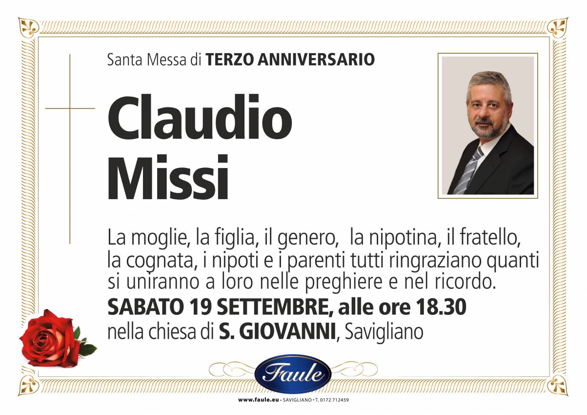 Anniversario Claudio Missi Onoranze funebri Faule
