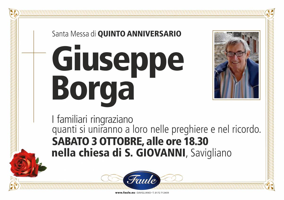 Anniversario Giuseppe Borga Onoranze funebri Faule