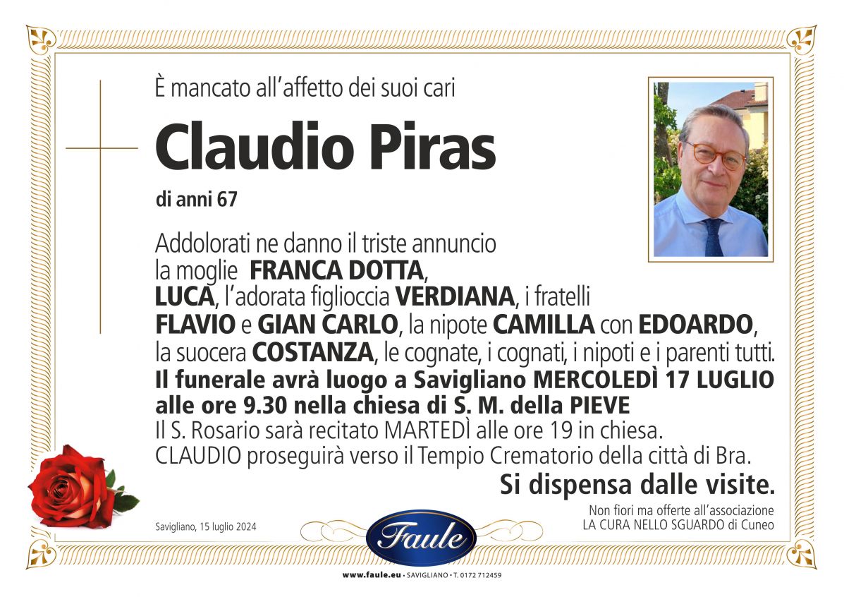 Lutto Claudio Piras Onoranze funebri Faule