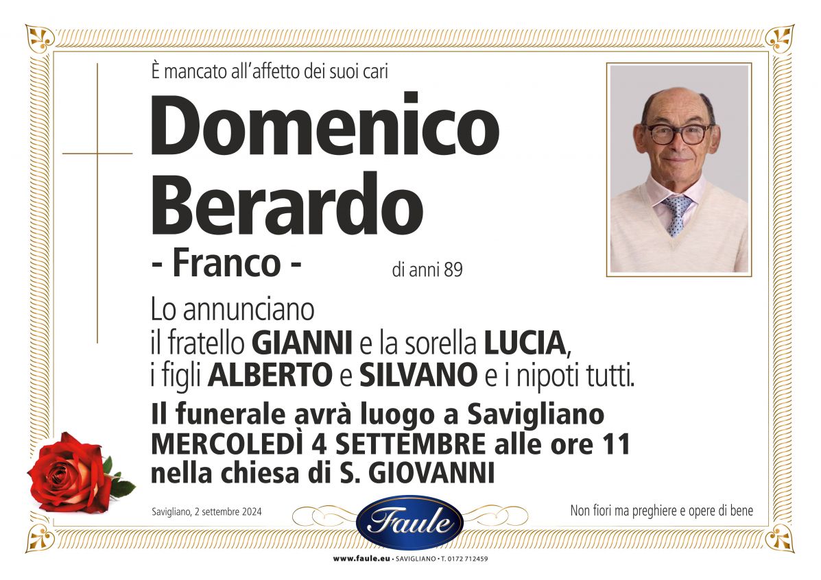 Lutto Domenico Berardo Onoranze funebri Faule