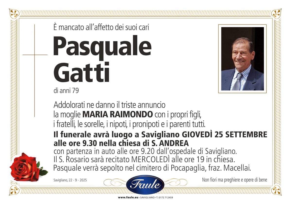 Lutto Pasquale Gatti Onoranze funebri Faule