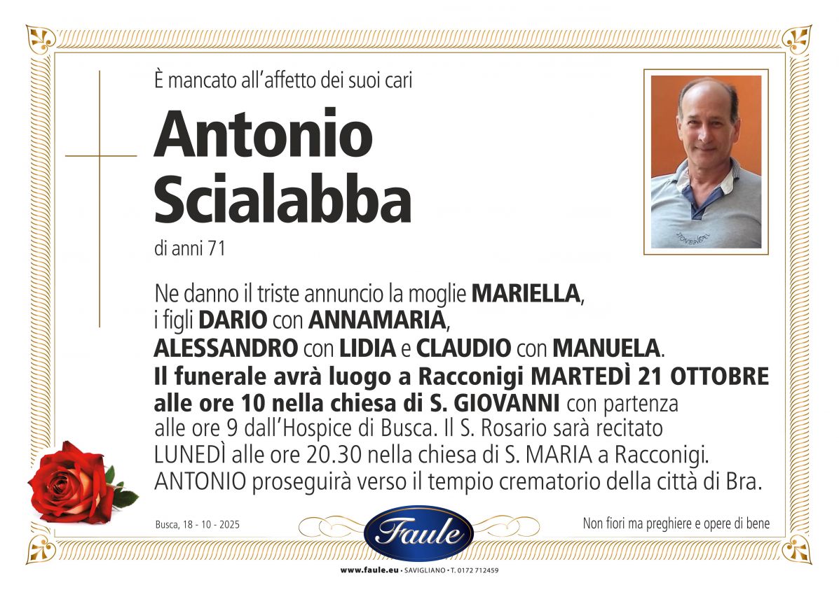 Lutto Antonio Scialabba Onoranze funebri Faule