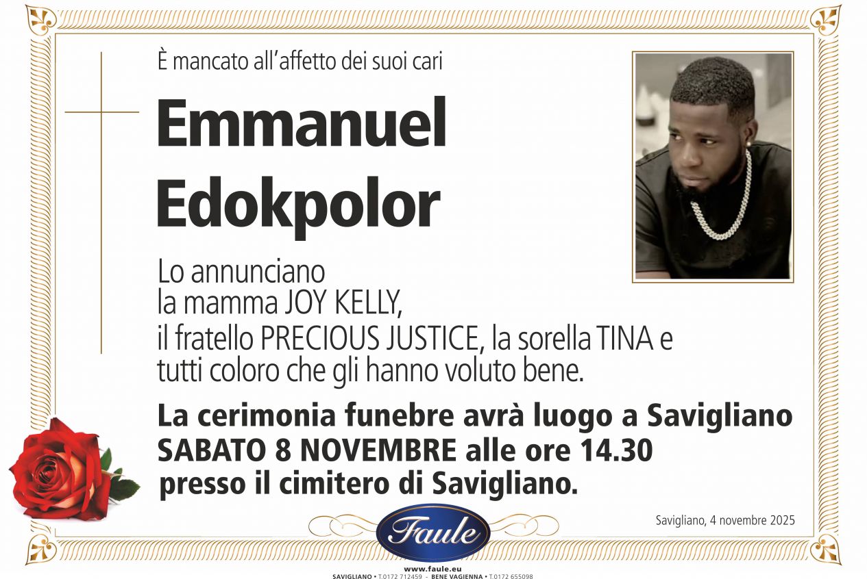 Lutto Emmanuel Edokpolor Onoranze funebri Faule