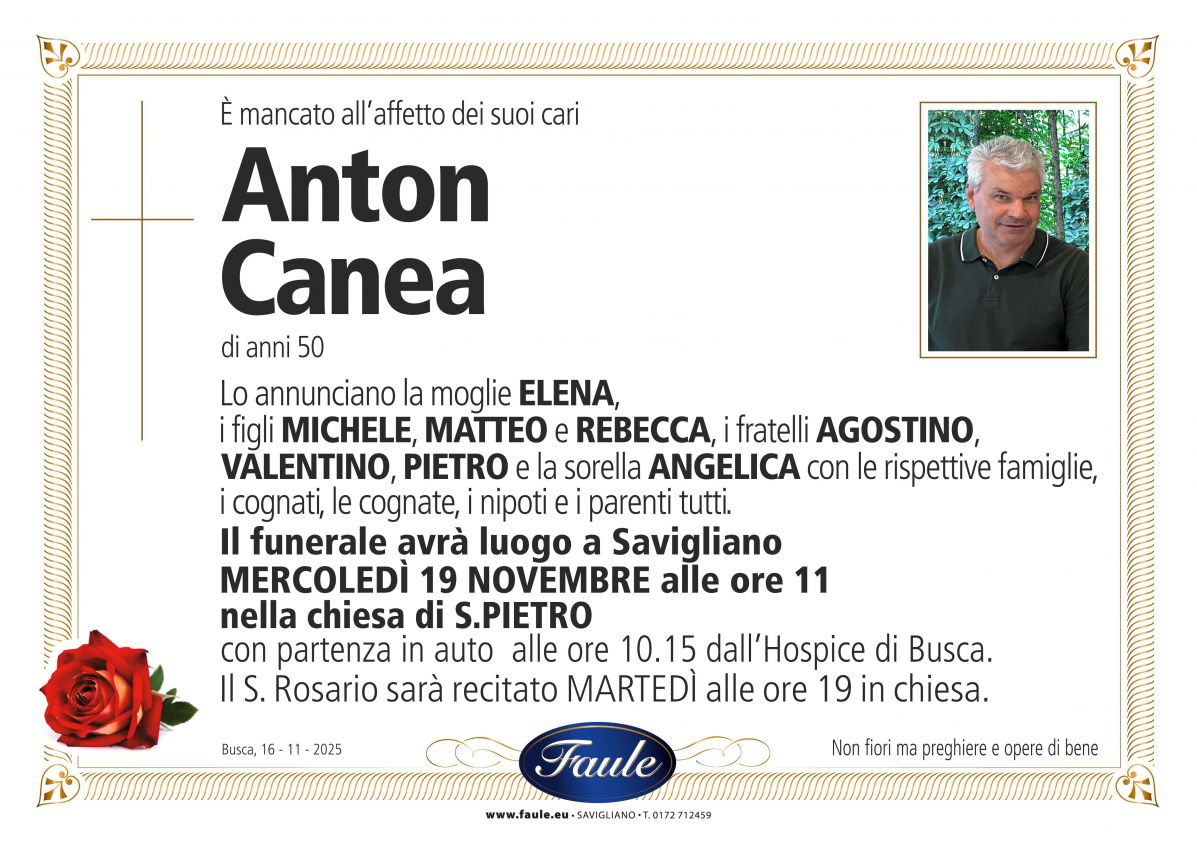 Lutto Anton Canea Onoranze funebri Faule