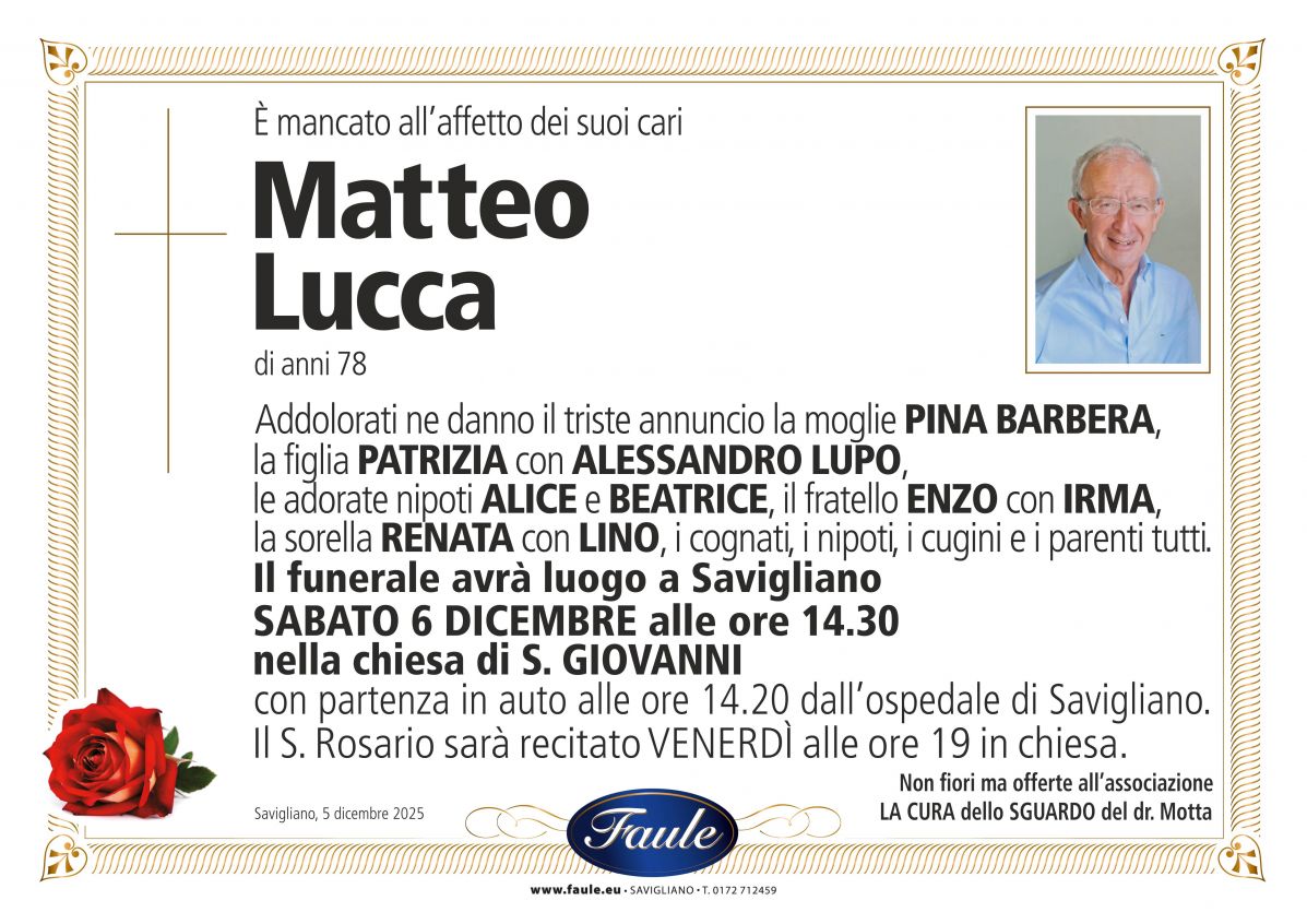 Lutto Matteo Lucca Onoranze funebri Faule