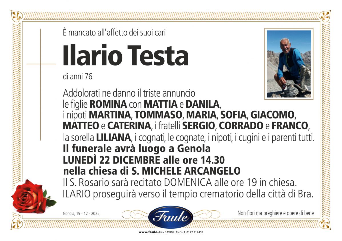 Lutto Ilario Testa Onoranze funebri Faule
