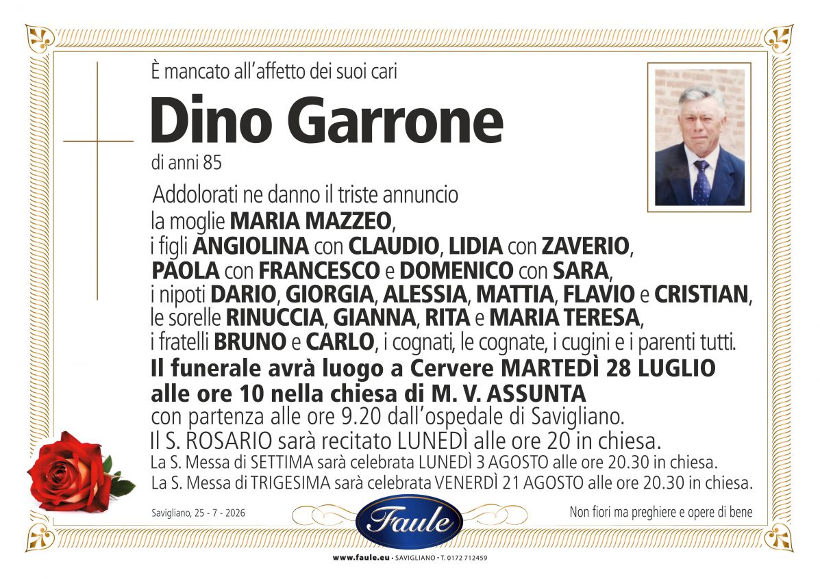 Lutto Dino Garrone Onoranze funebri Faule