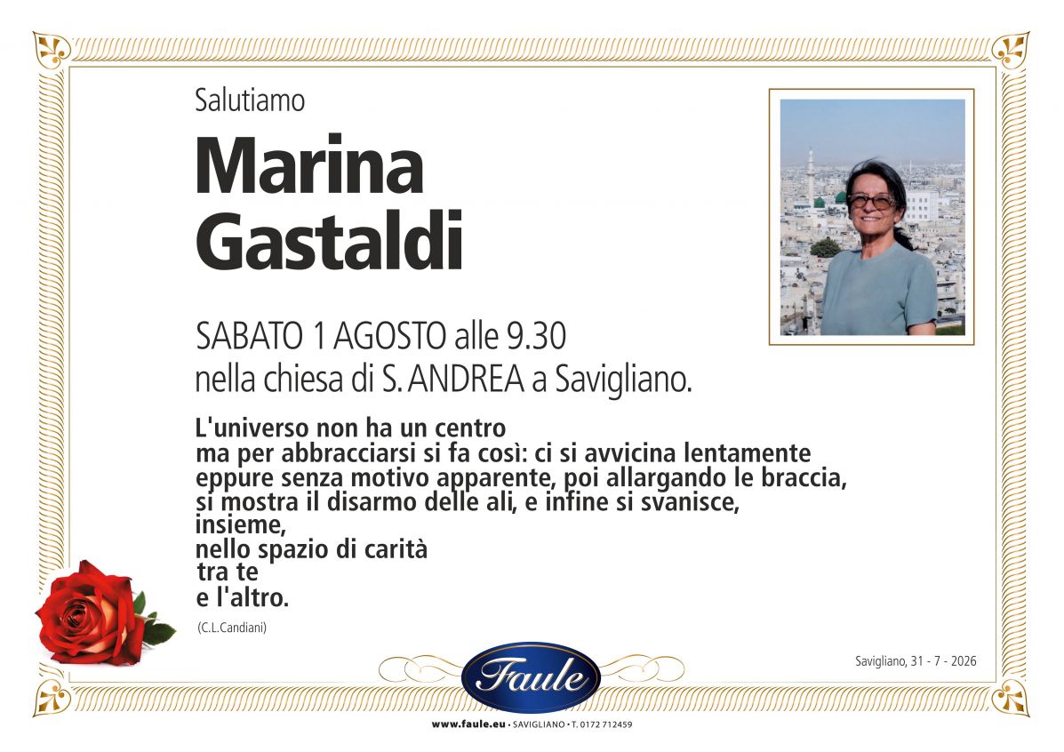 Lutto Marina Gastaldi Onoranze funebri Faule