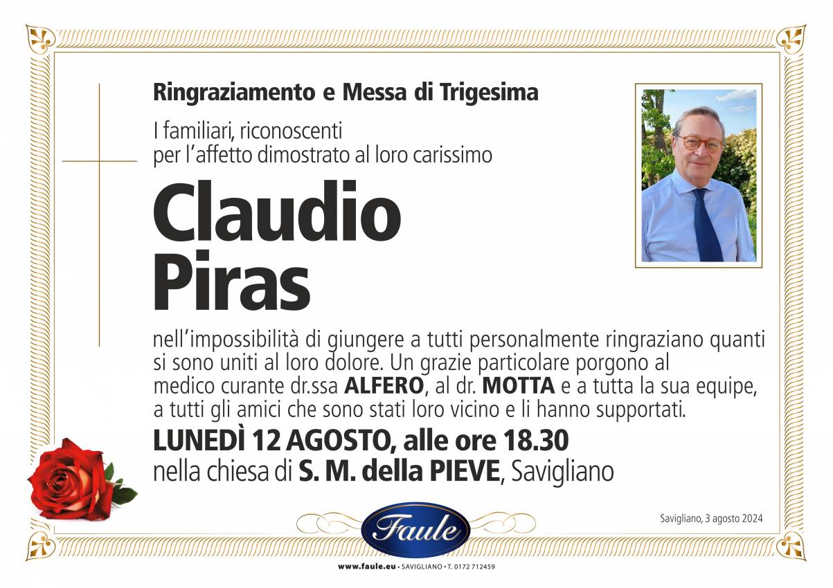 Trigesima Claudio Piras Onoranze funebri Faule