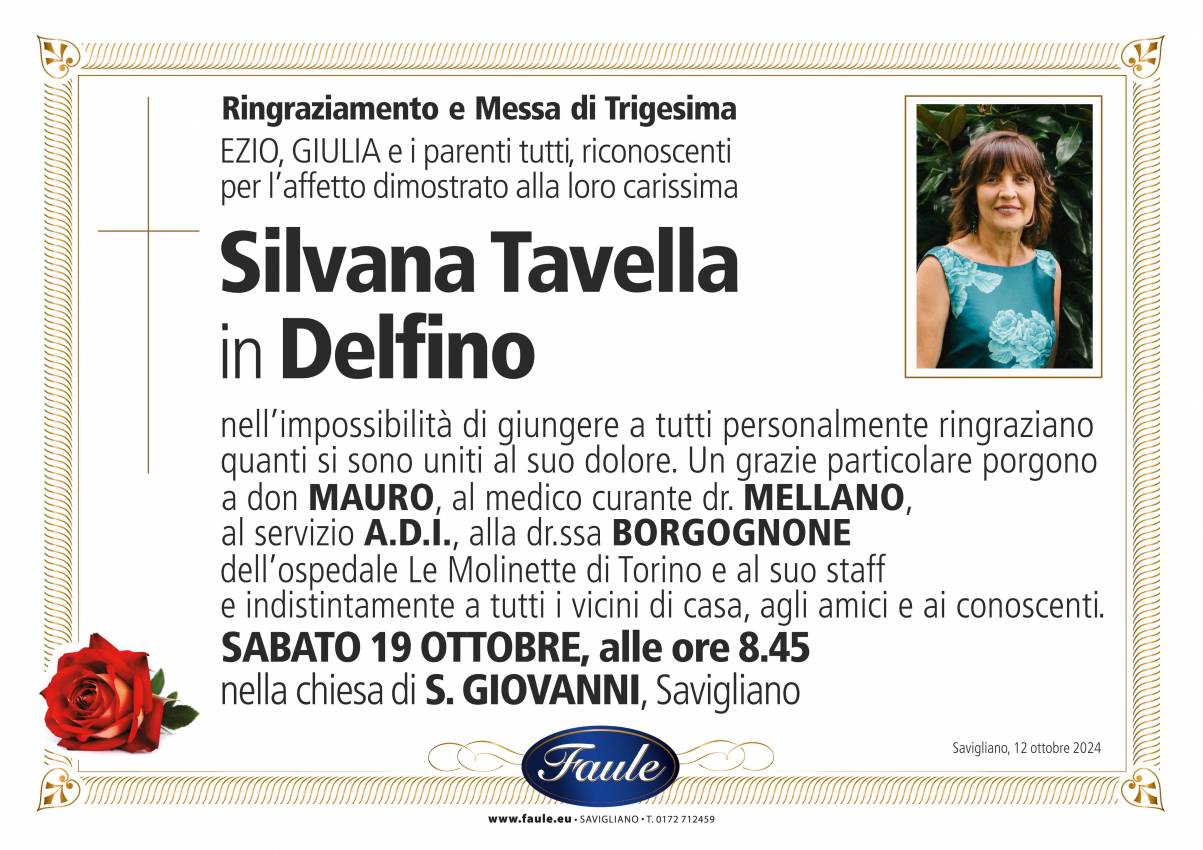 Trigesima Silvana Tavella in Delfino Onoranze funebri Faule