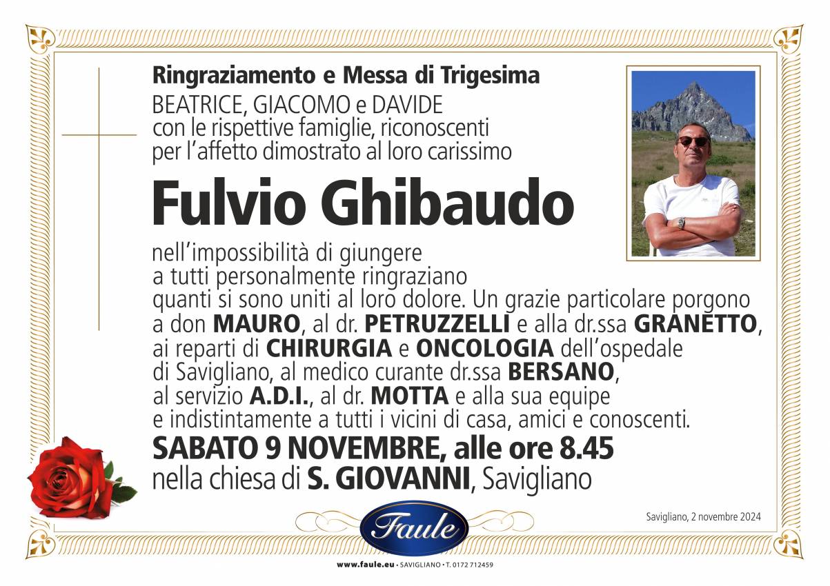 Trigesima Fulvio Ghibaudo Onoranze funebri Faule