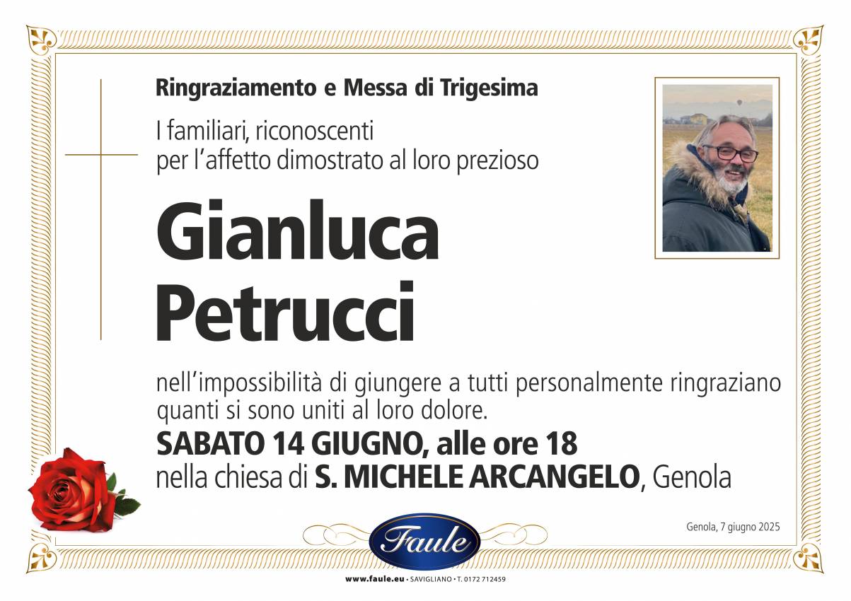 Trigesima Gianluca Petrucci Onoranze funebri Faule