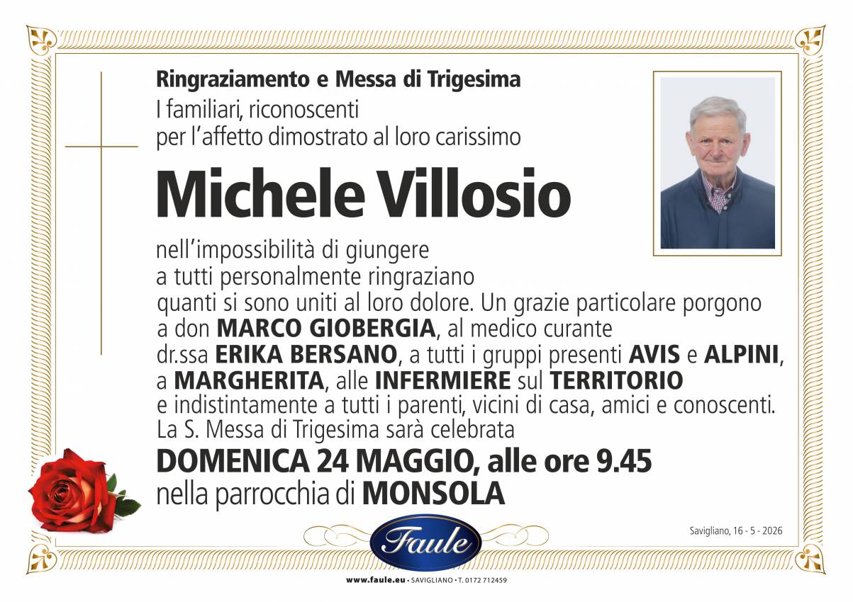 Trigesima Michele Villosio Onoranze funebri Faule