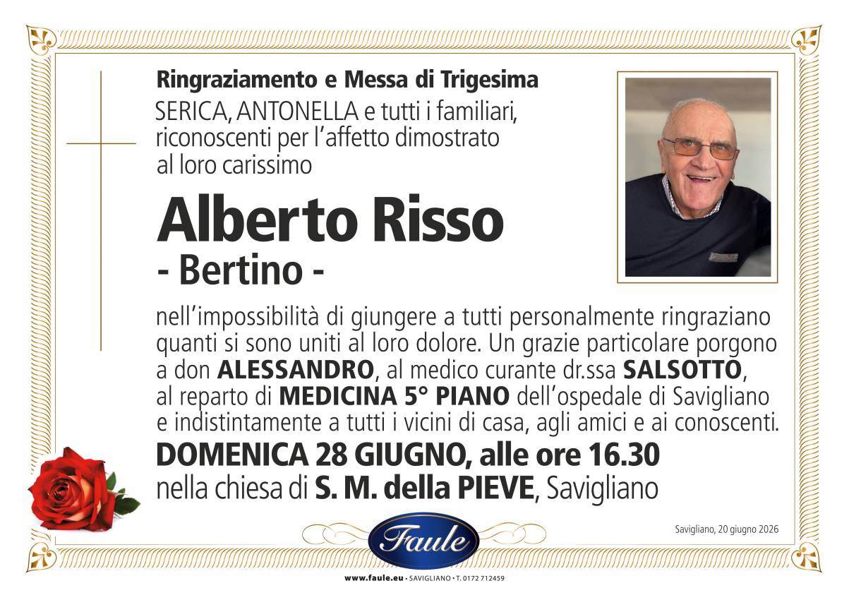Trigesima Alberto Risso Onoranze funebri Faule
