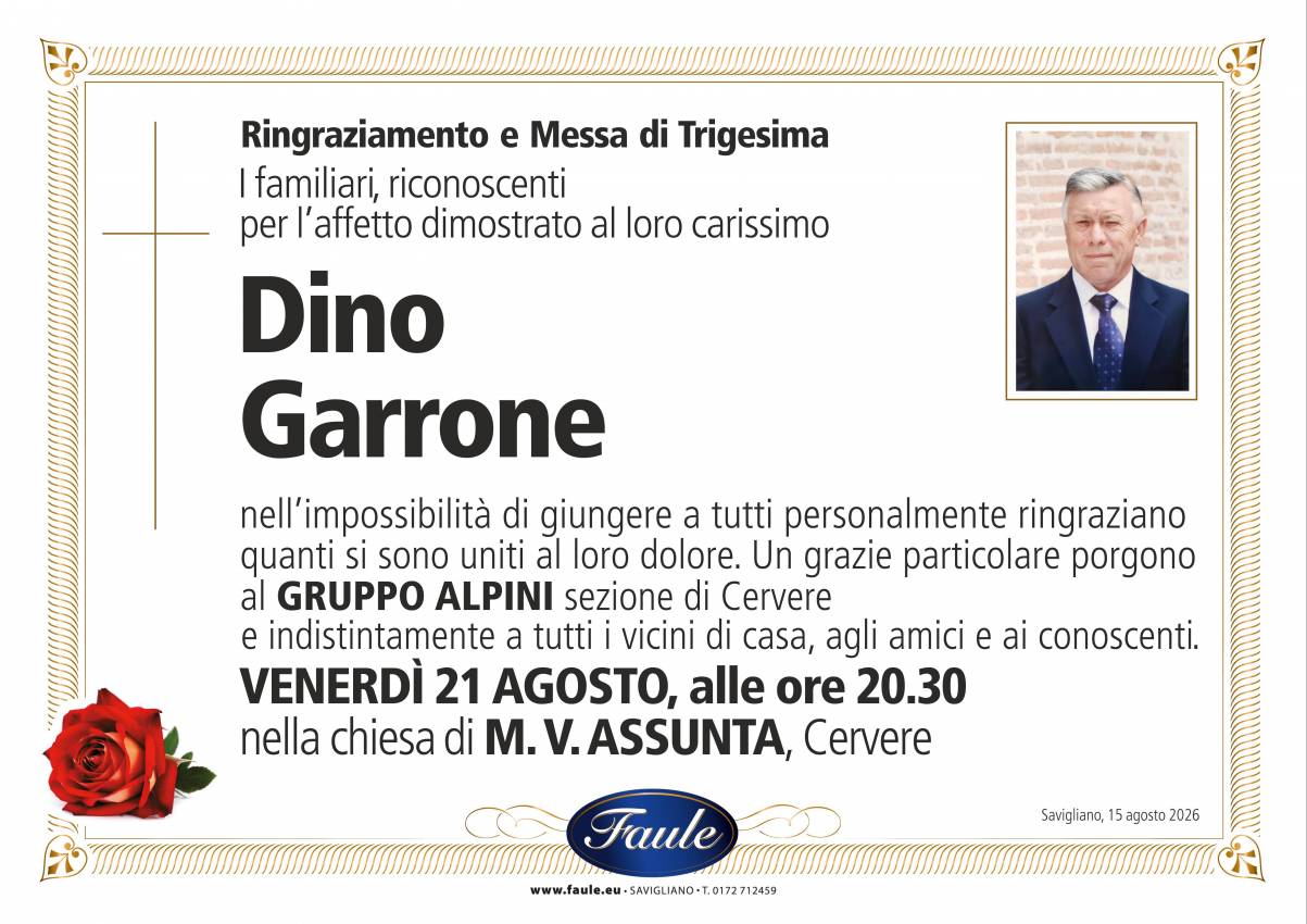 Trigesima Dino Garrone Onoranze funebri Faule