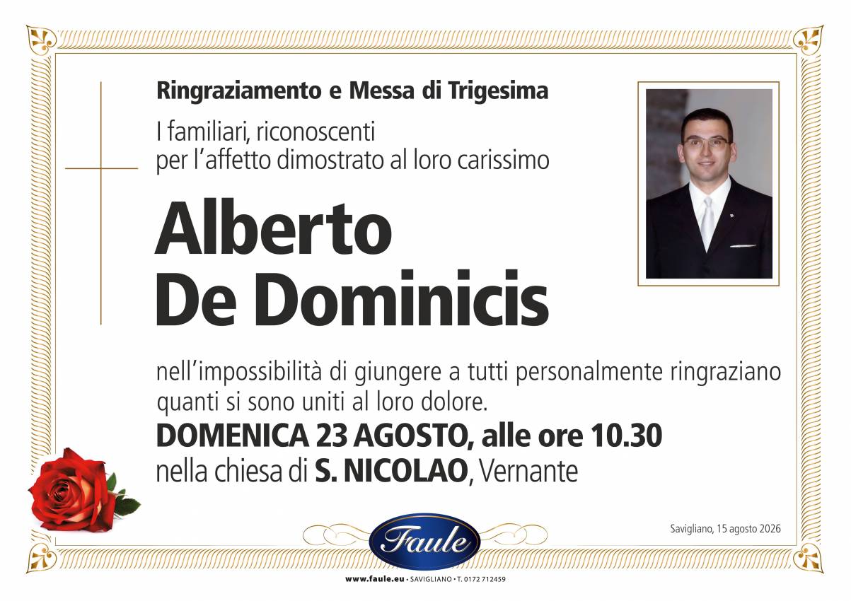 Trigesima Alberto De Dominicis Onoranze funebri Faule