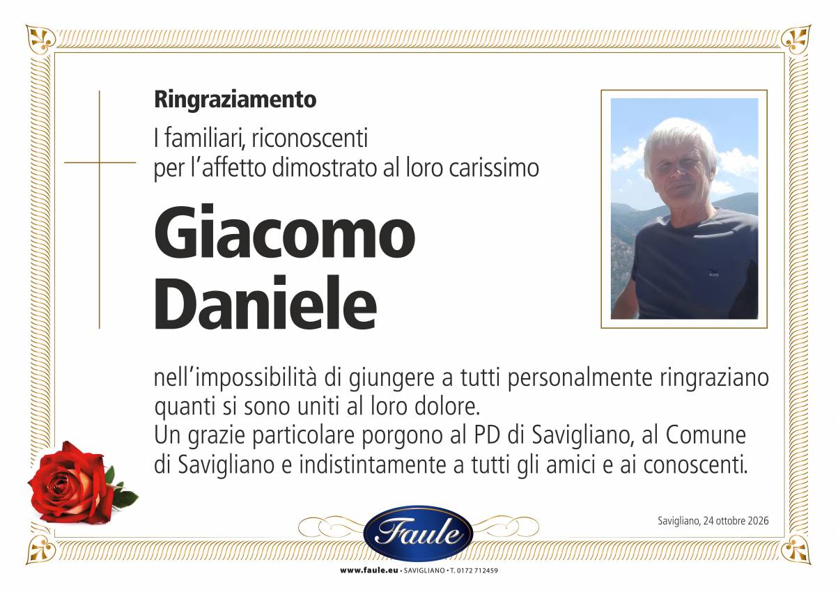 Trigesima Giacomo Daniele Onoranze funebri Faule
